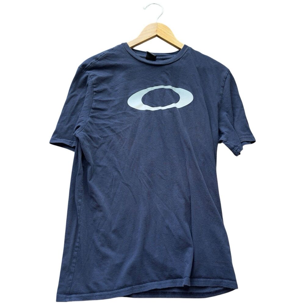 Vintage 90s Oakley Software T Shirt XL Center Logo Navy Blue Japan USA Made